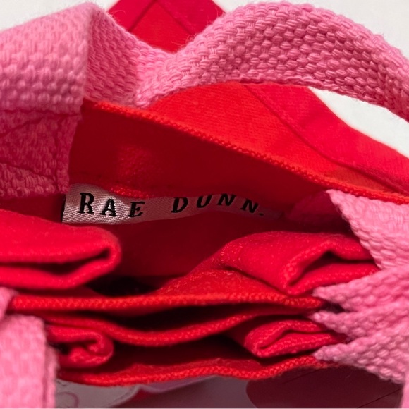 Rae Dunn Set of Two Small LOVE Cloth Tote Bags Red/Pink - Picture 5 of 13